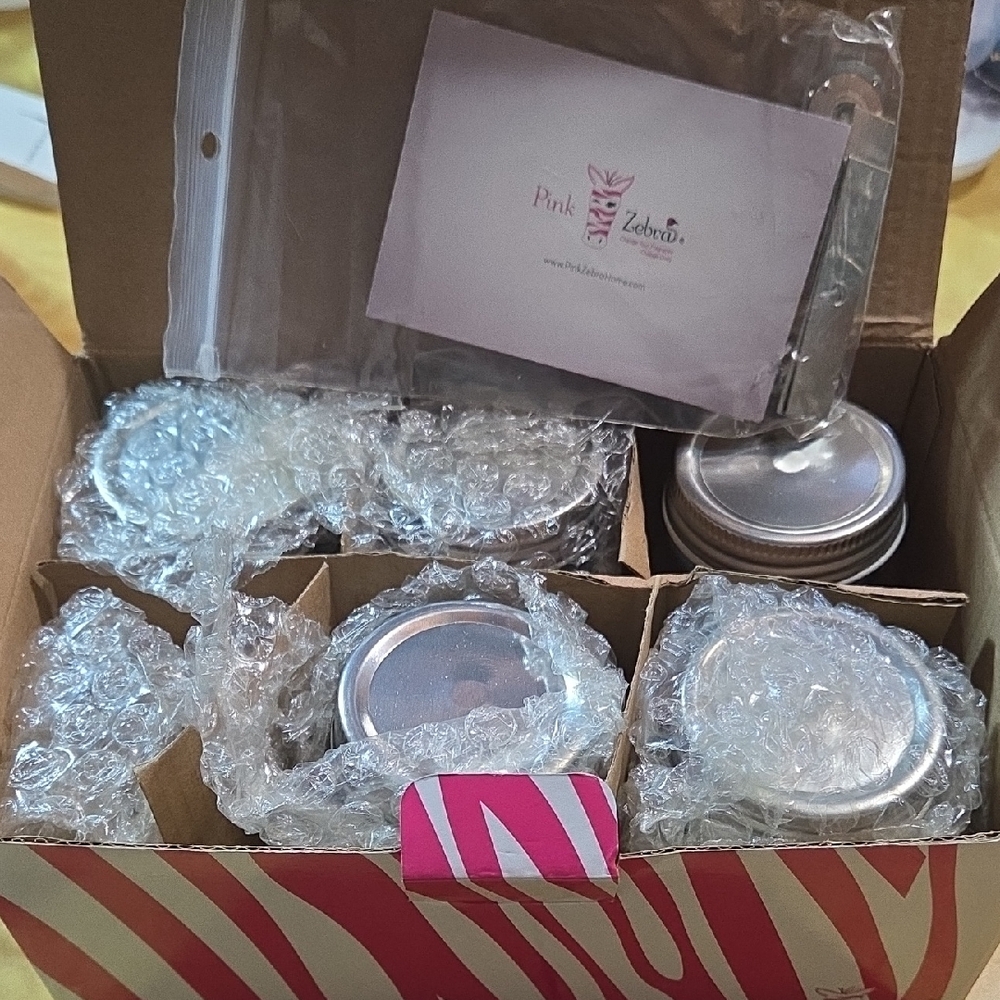 #6 Pink Zebra Jar Set with Silver Lids Candle Jars